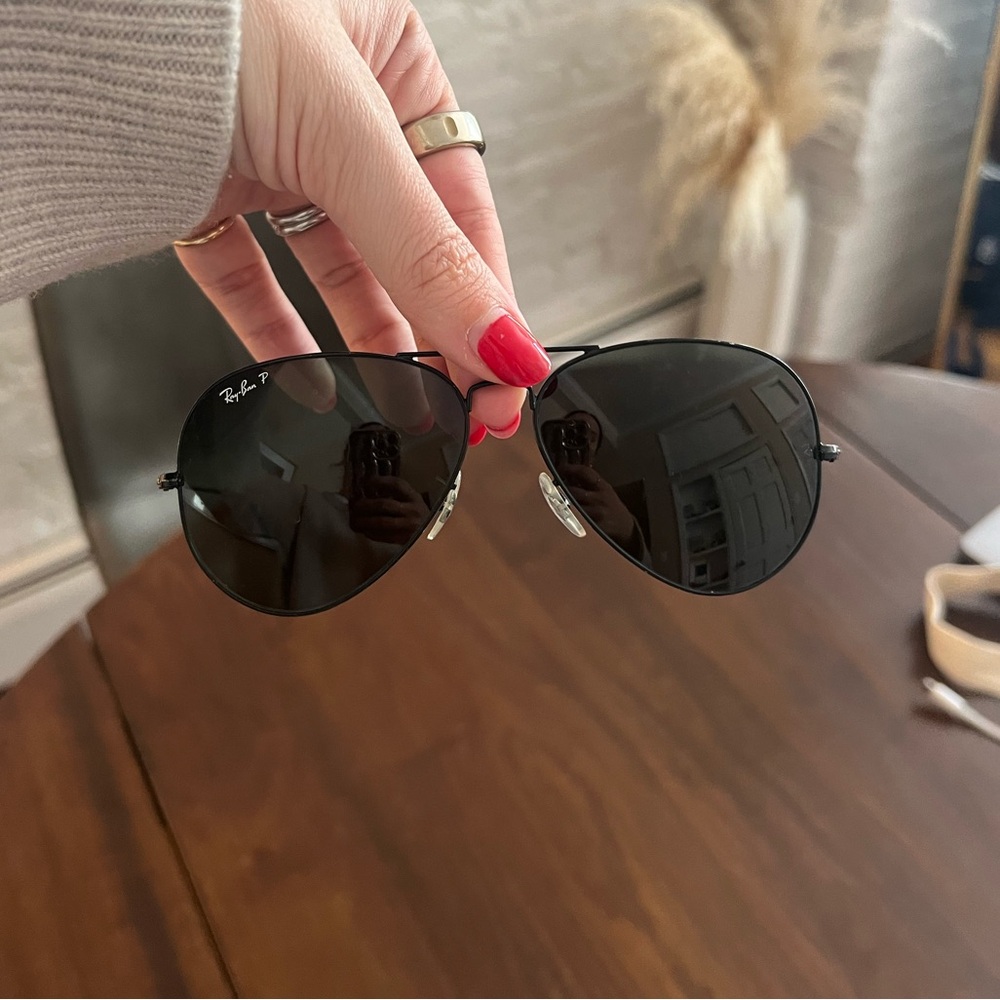 RayBan 3025 Aviator Total Black Large Metal Polarized